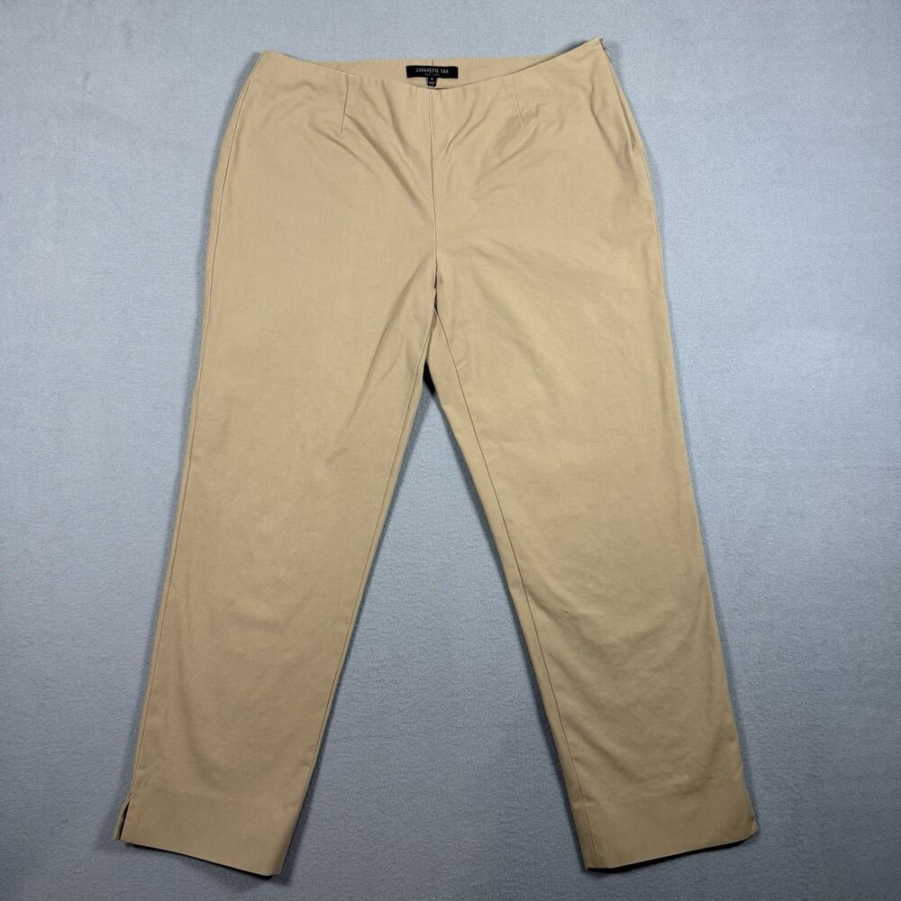 Lafayette 148 New York Women’s Sz 6 Tan Ankle Pants Side-Zip Stretch Trousers